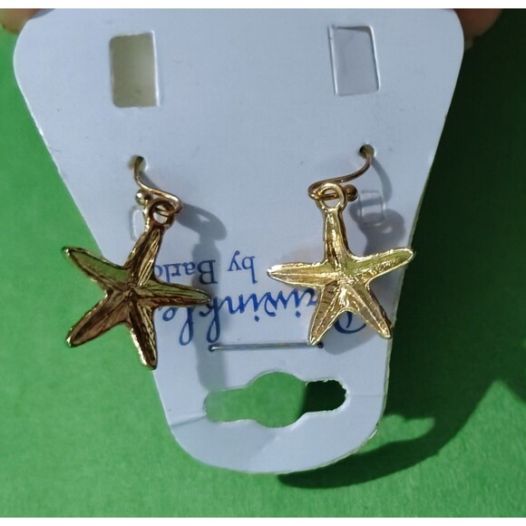 Periwinkle by Barlow Starfish Earrings Gold Tone Dangle Pierced Beach Ocean Gift - Picture 12 of 12
